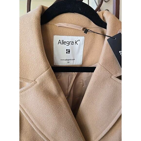 Allegra K Khaki Mid Length 2 Button Dress Coat Size XS - Picture 3 of 6